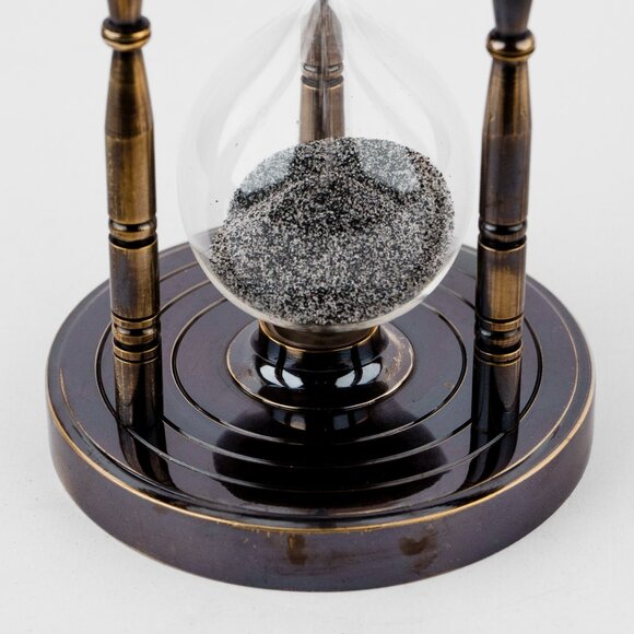 Brass Sand Timer with Working Double-Sided Compass 7" Antique - Picture 3 of 13